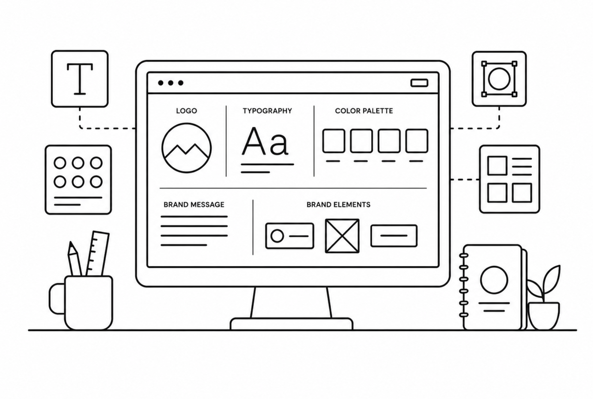 Ruhige Branding-Richtung mit Farben und Typografie